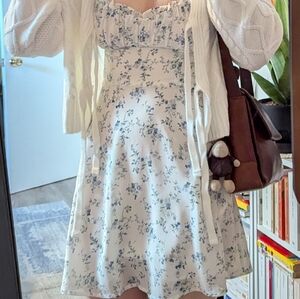 White and Blue Floral Dress